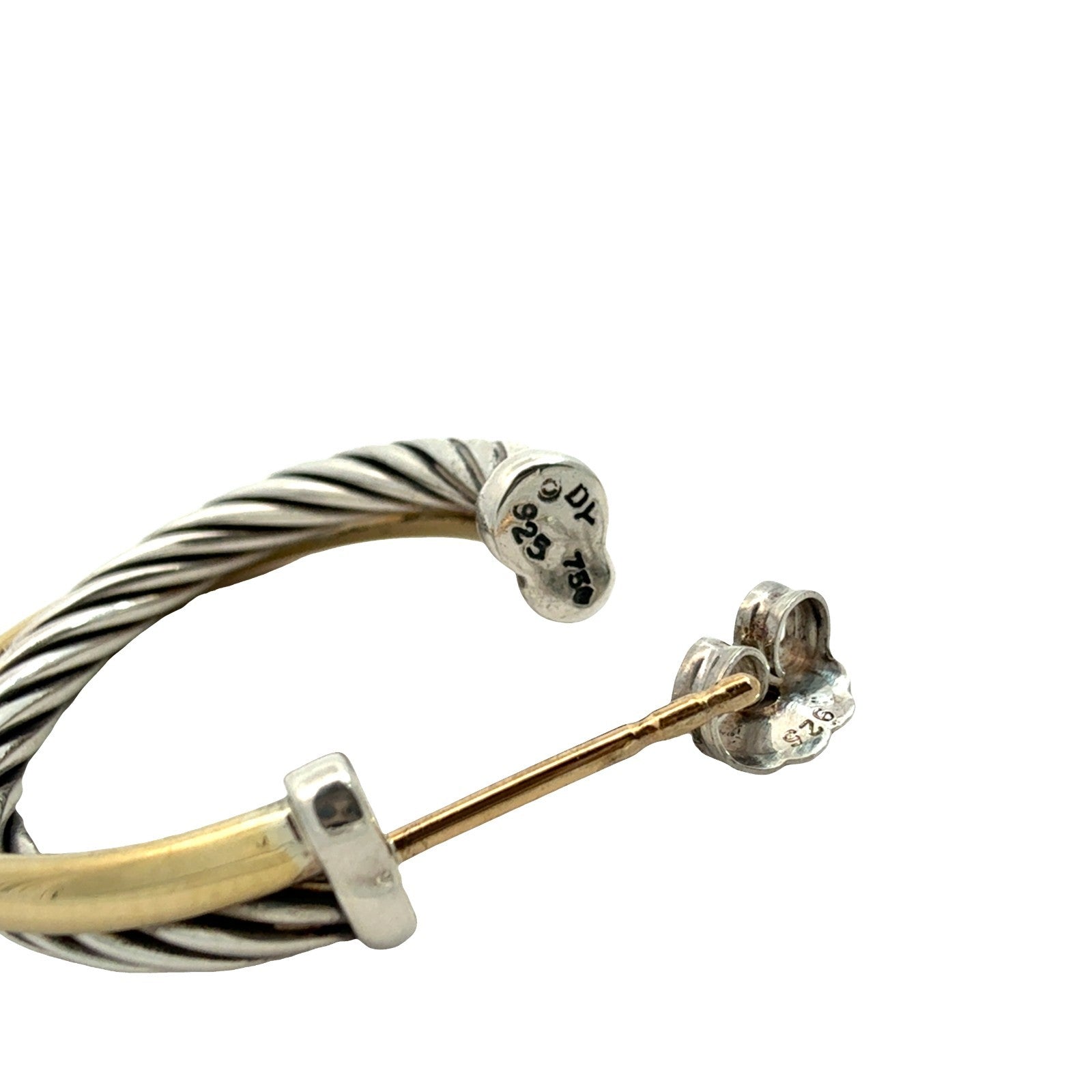 David Yurman Two-Tone Twisted Cable Crossover Hoop Earrings5