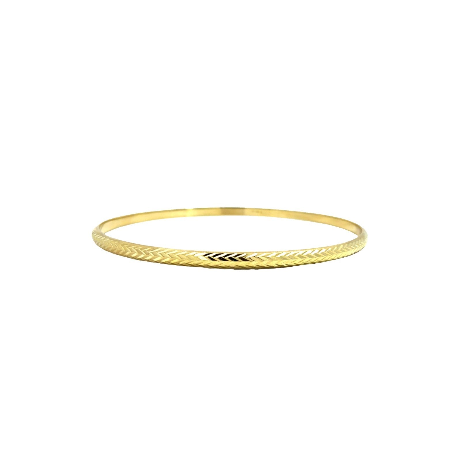 Estate 18k Yellow Gold Etched Chevron Bangle Bracelet 8"3