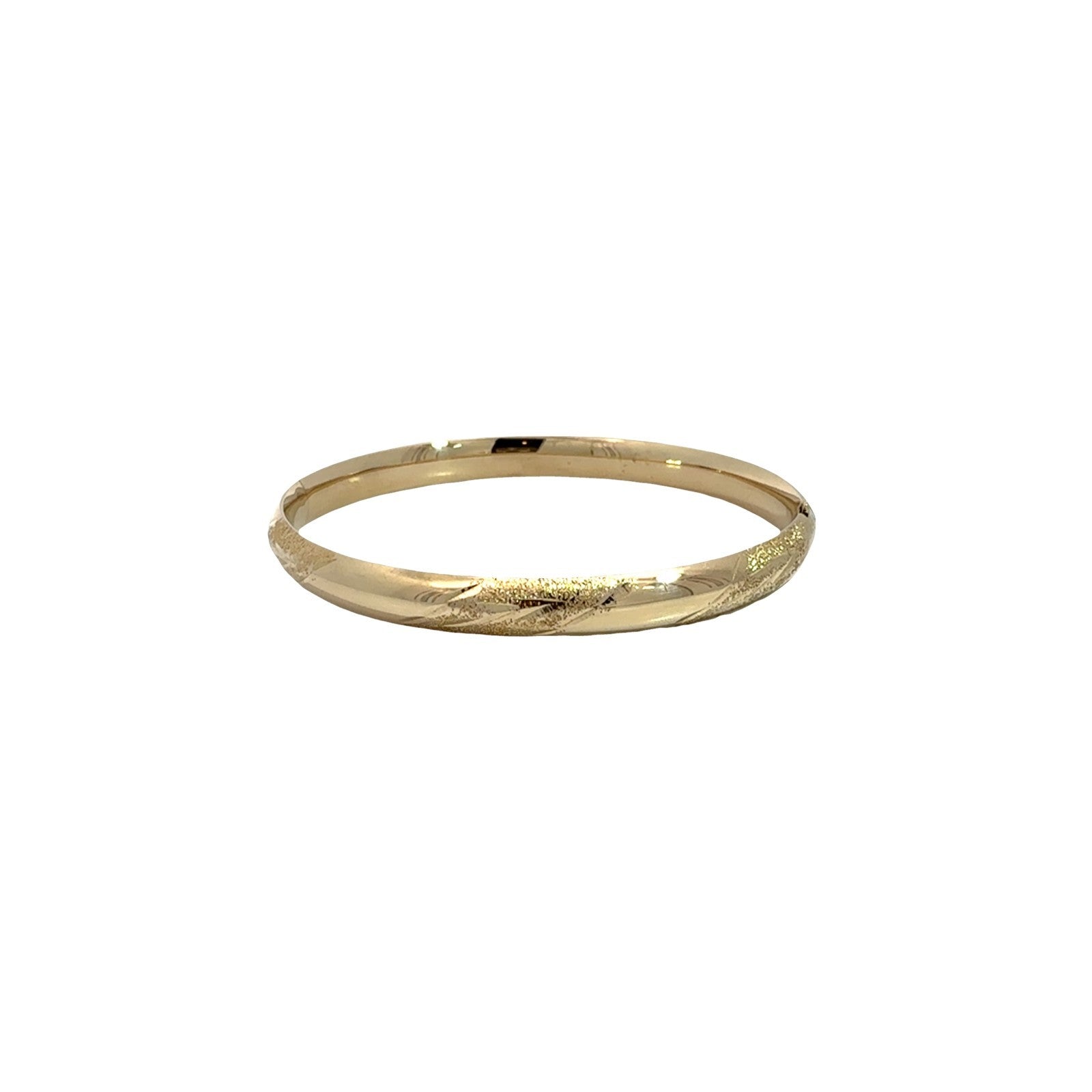 14k Yellow Gold Textured Hinged Bangle Bracelet2