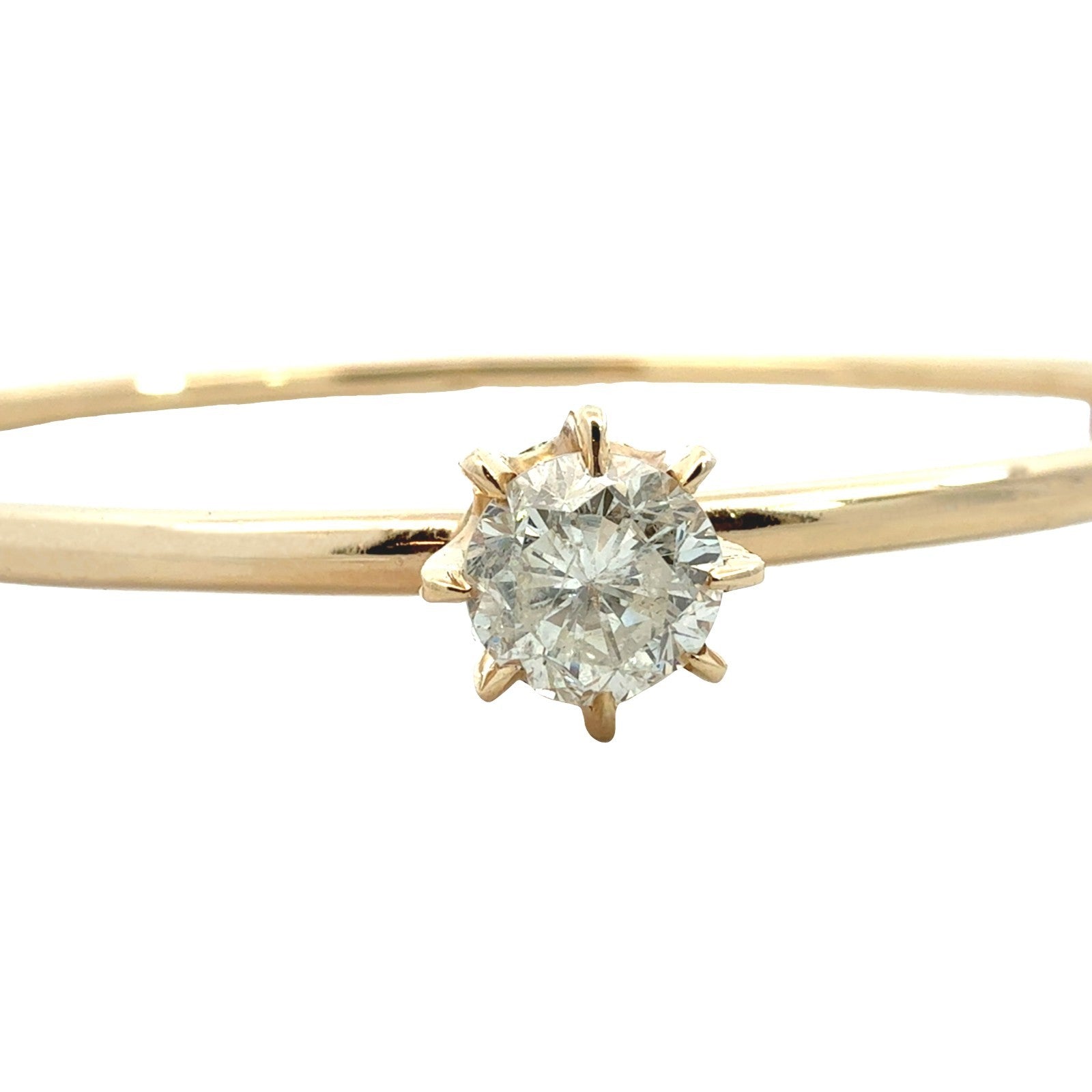 14k Yellow Gold Stamped 0.91tcw Diamond Solitaire Hinged Bangle Bracelet1
