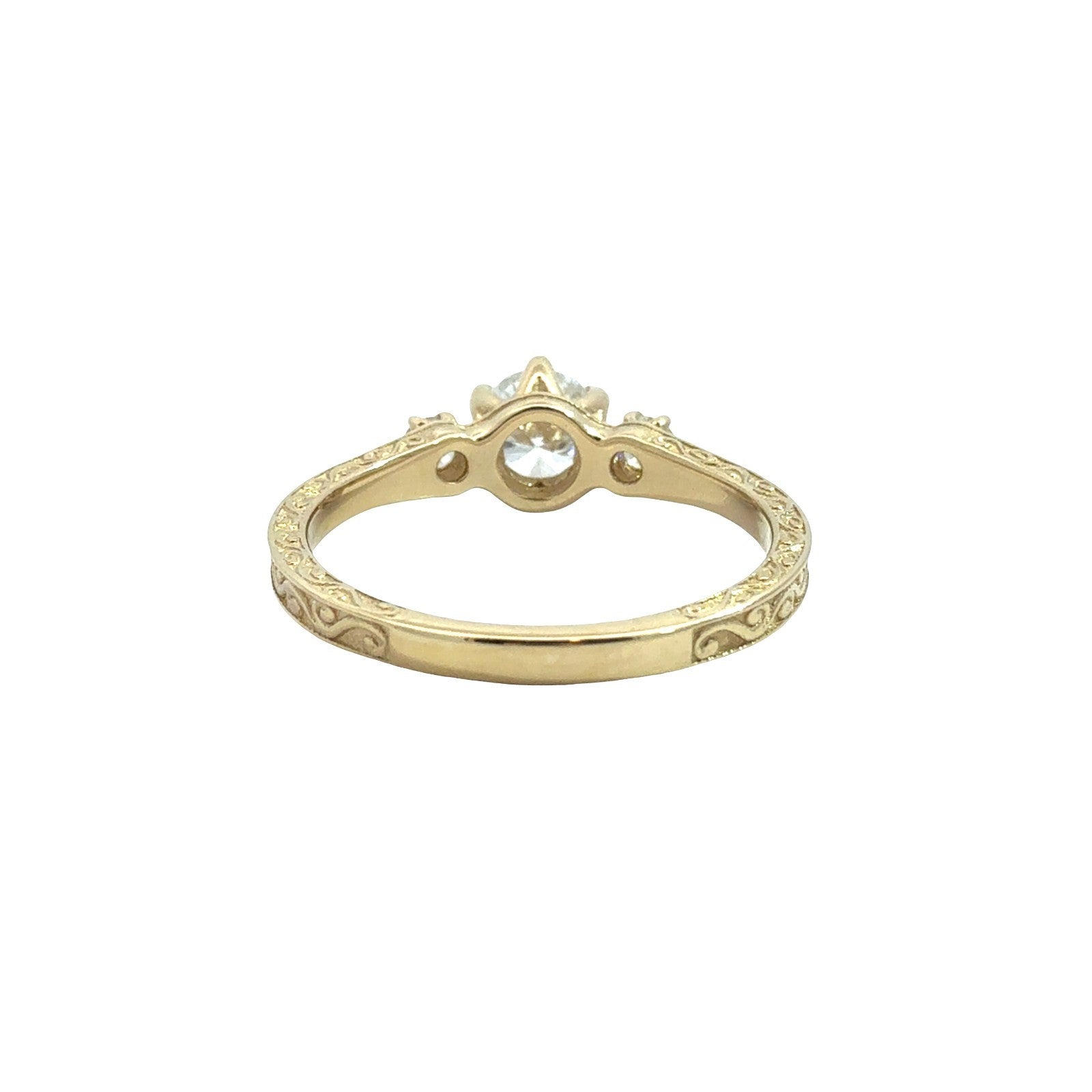 14k Yellow Gold Engraved 0.63cttw Three-Stone Lab-Grown Diamond Engagement Ring3