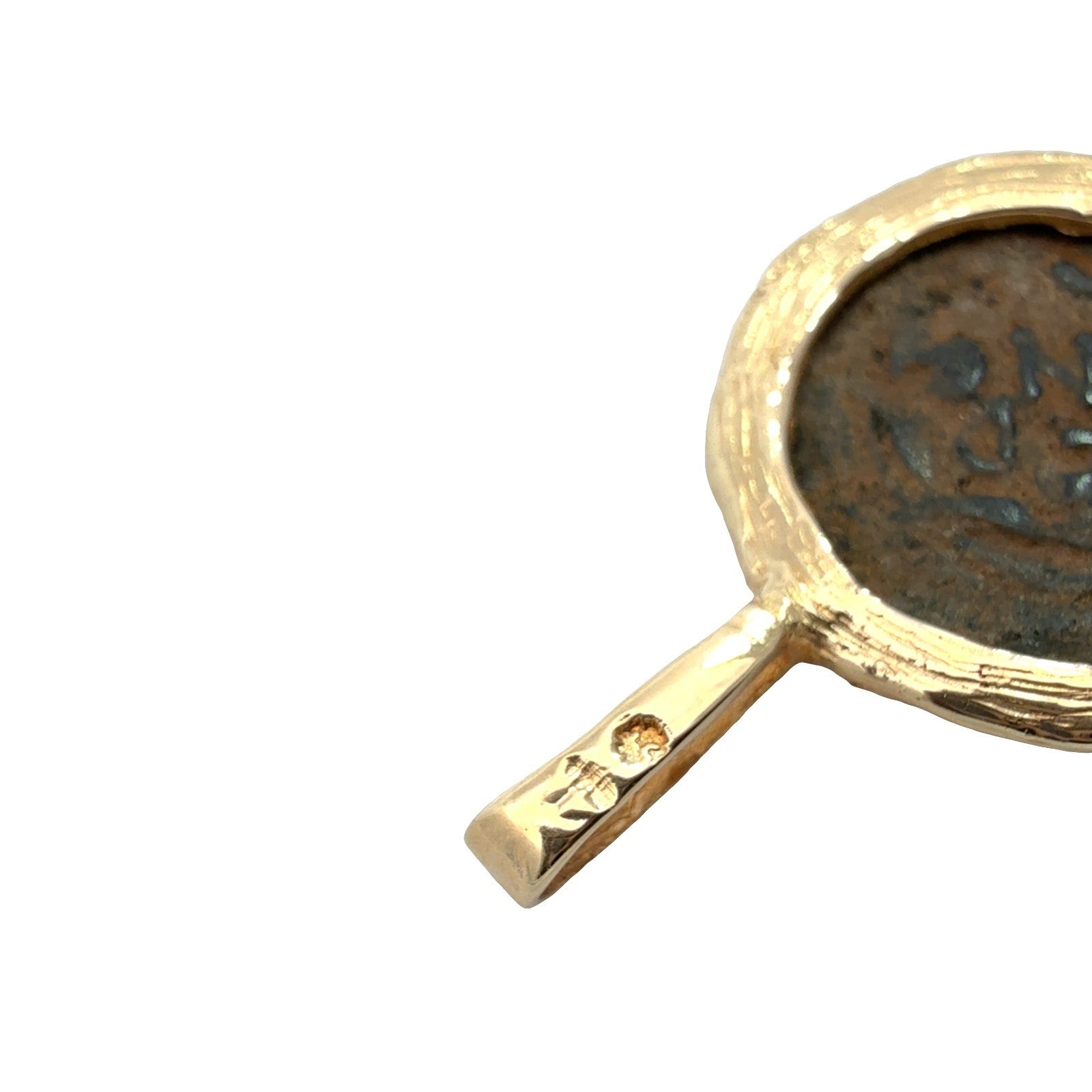 14k Yellow Gold Ancient Prutah Coin Pendant7