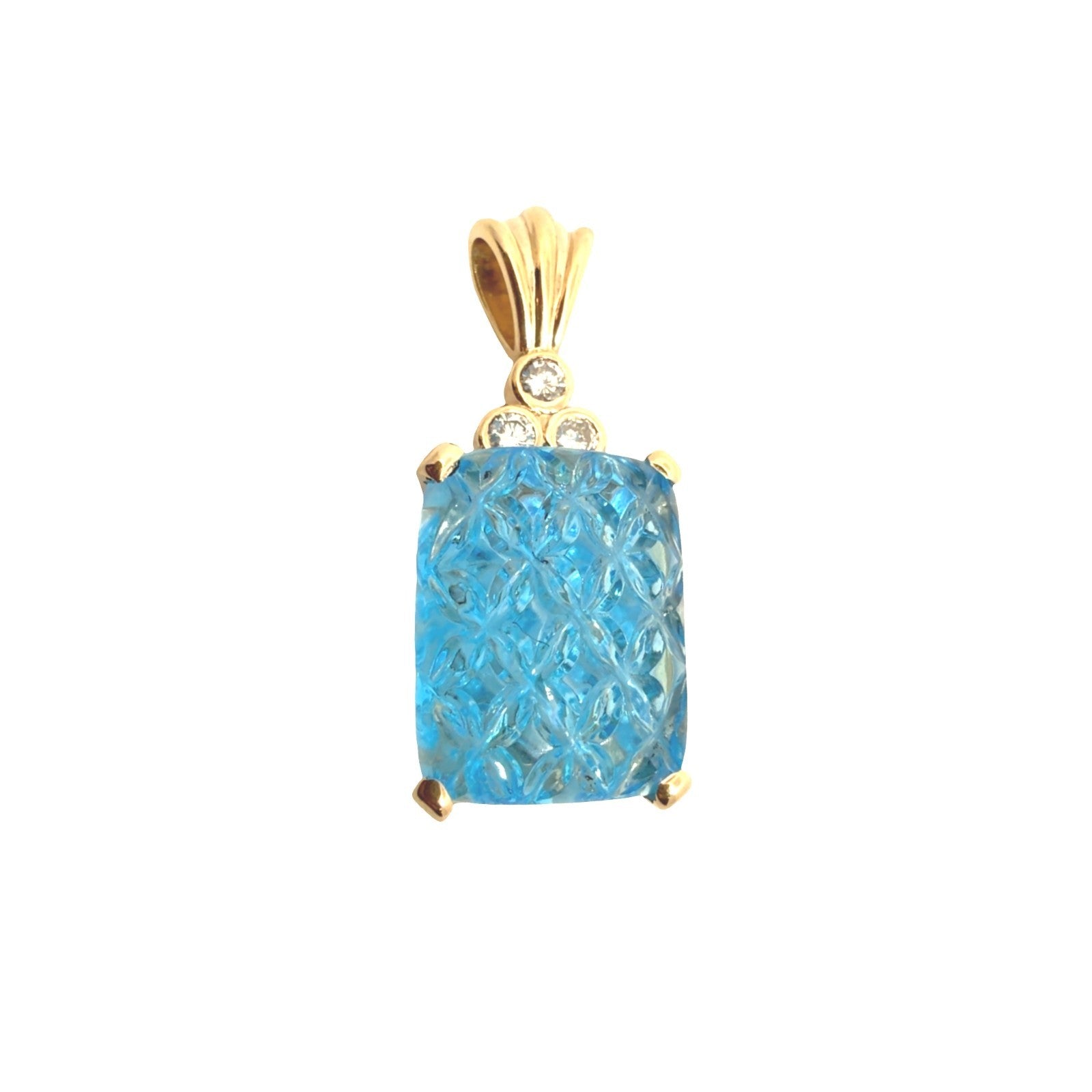 14k Yellow Gold 29.0tcw Blue Topaz & 0.23cttw Diamond Pendant0
