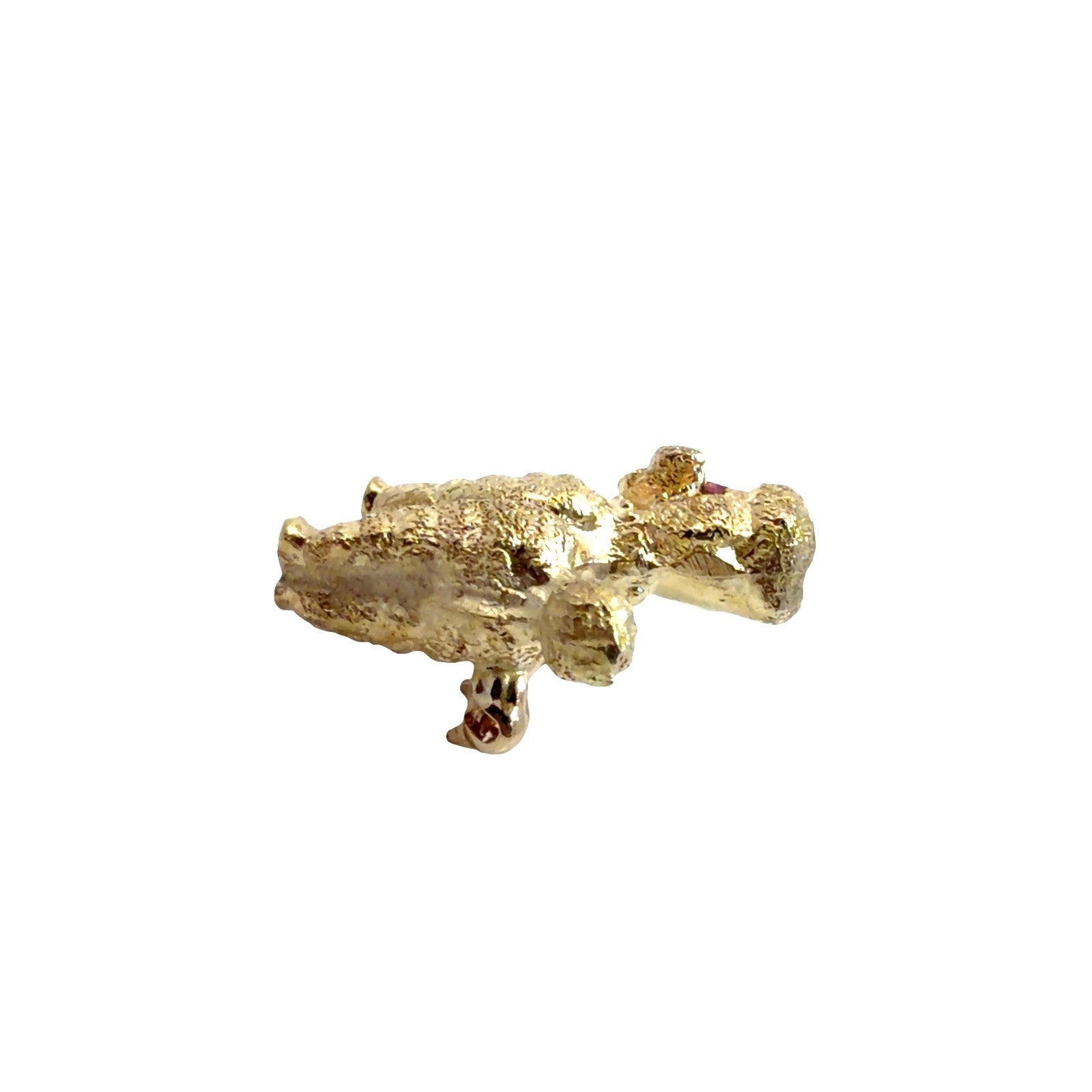 Vintage Stamped 14k Yellow Gold Textured Poodle Brooch with 0.04cttw Ruby Eyes4