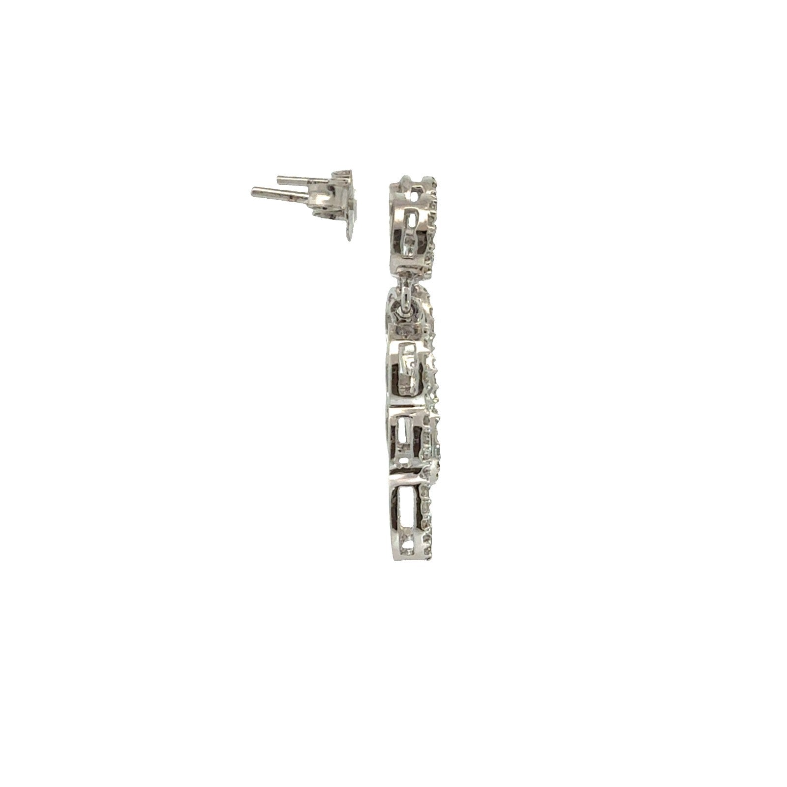 10k White Gold 0.46ctw Diamond Four Circle Dangle Earrings1