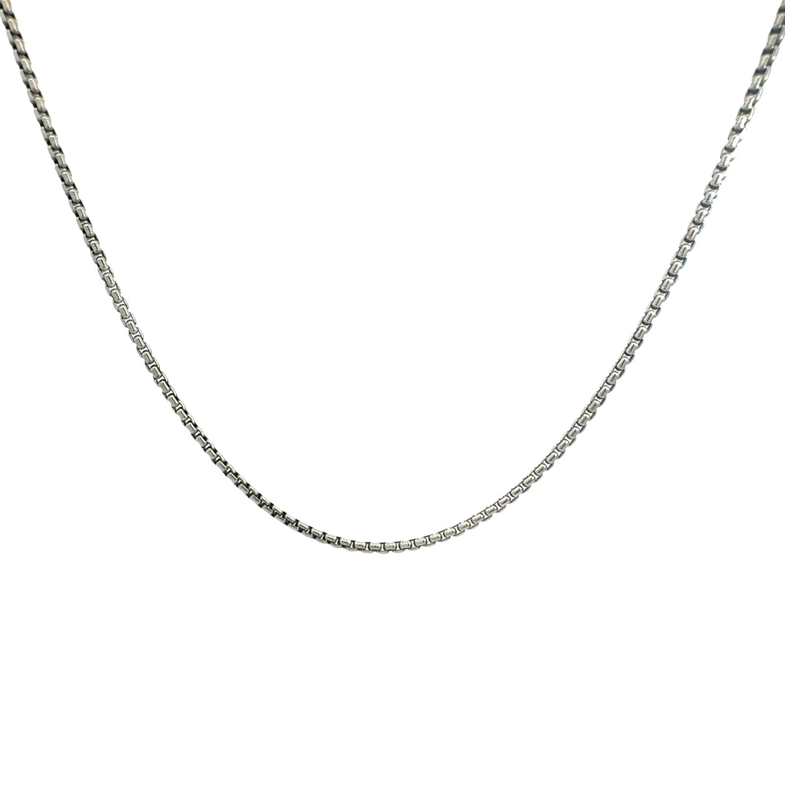 David Yurman Sterling Silver Box Chain Necklace with Yellow Gold Tag1