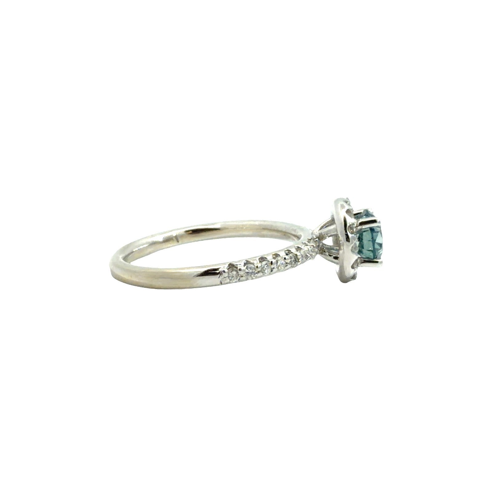 14k White Gold 1.09cttw Blue & White Diamond Halo Engagement Ring Size 63