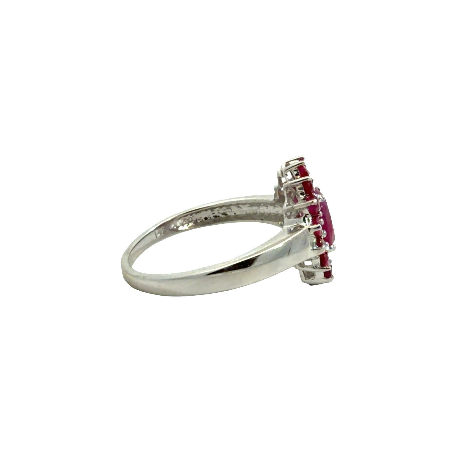 Estate 14k White Gold 0.20cttw Diamond & 1.21cttw Ruby Cluster Cocktail Ring2