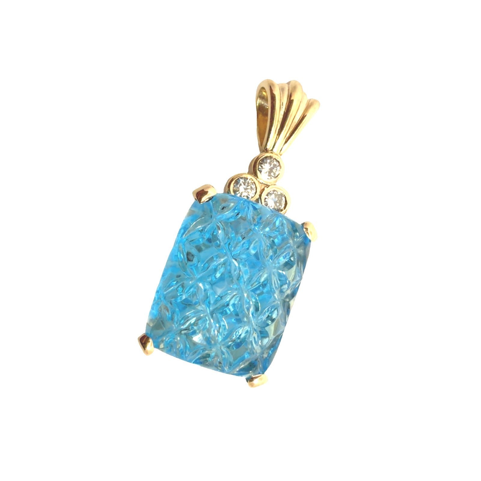14k Yellow Gold 29.0tcw Blue Topaz & 0.23cttw Diamond Pendant1