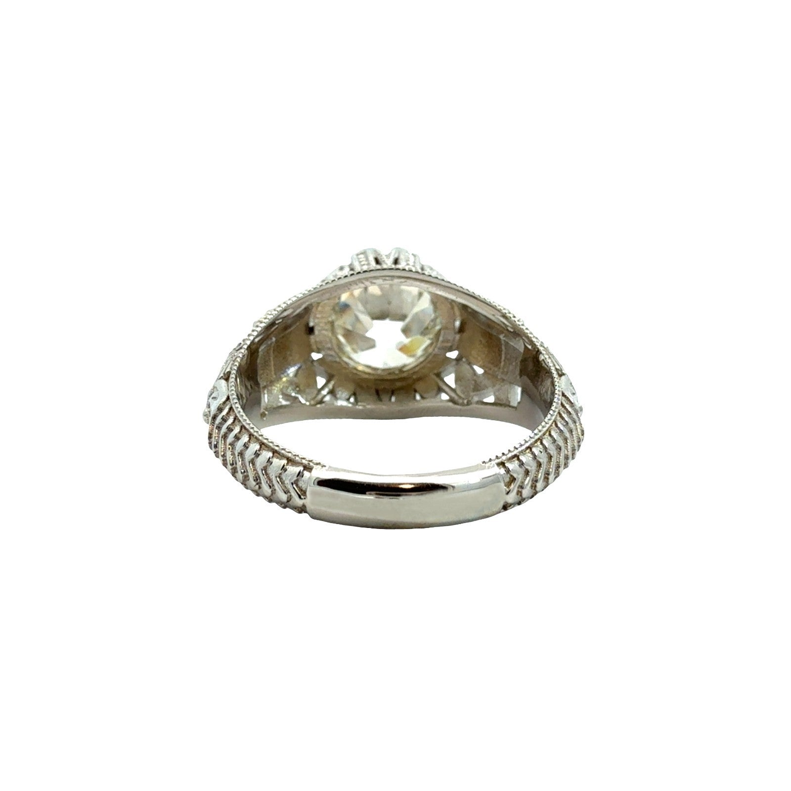 NEW 18k White Gold Filigree 2.78tcw Diamond Euro Cut Solitaire Engagement Ring3