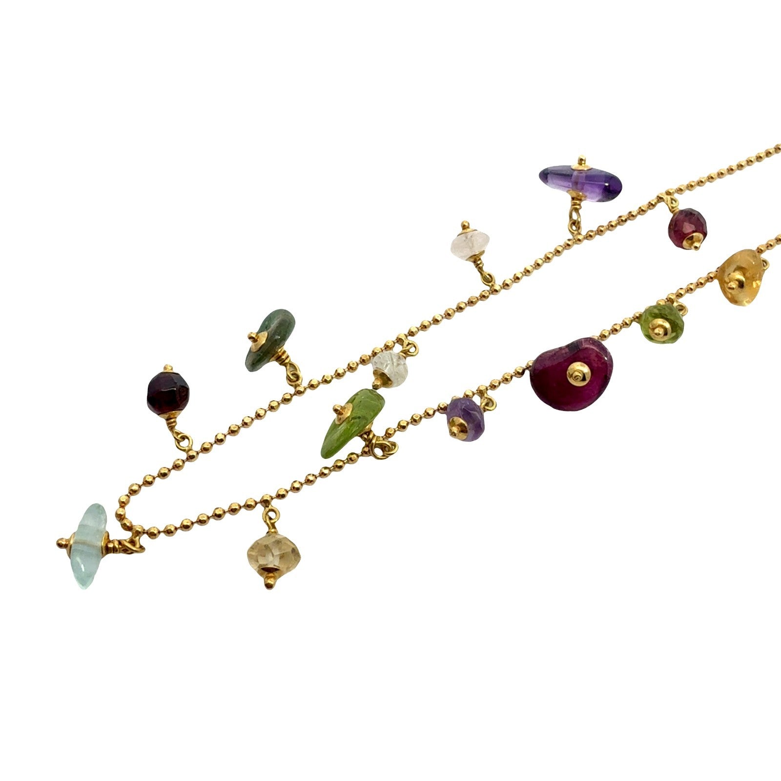 18k Yellow Gold Alternating Multi-Stone Beaded Necklace7