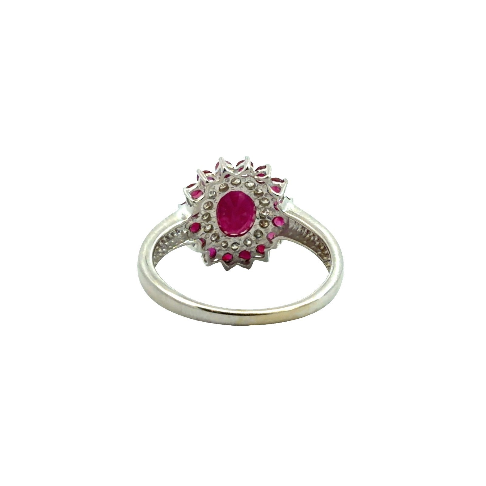 Estate 14k White Gold 0.20cttw Diamond & 1.21cttw Ruby Cluster Cocktail Ring3