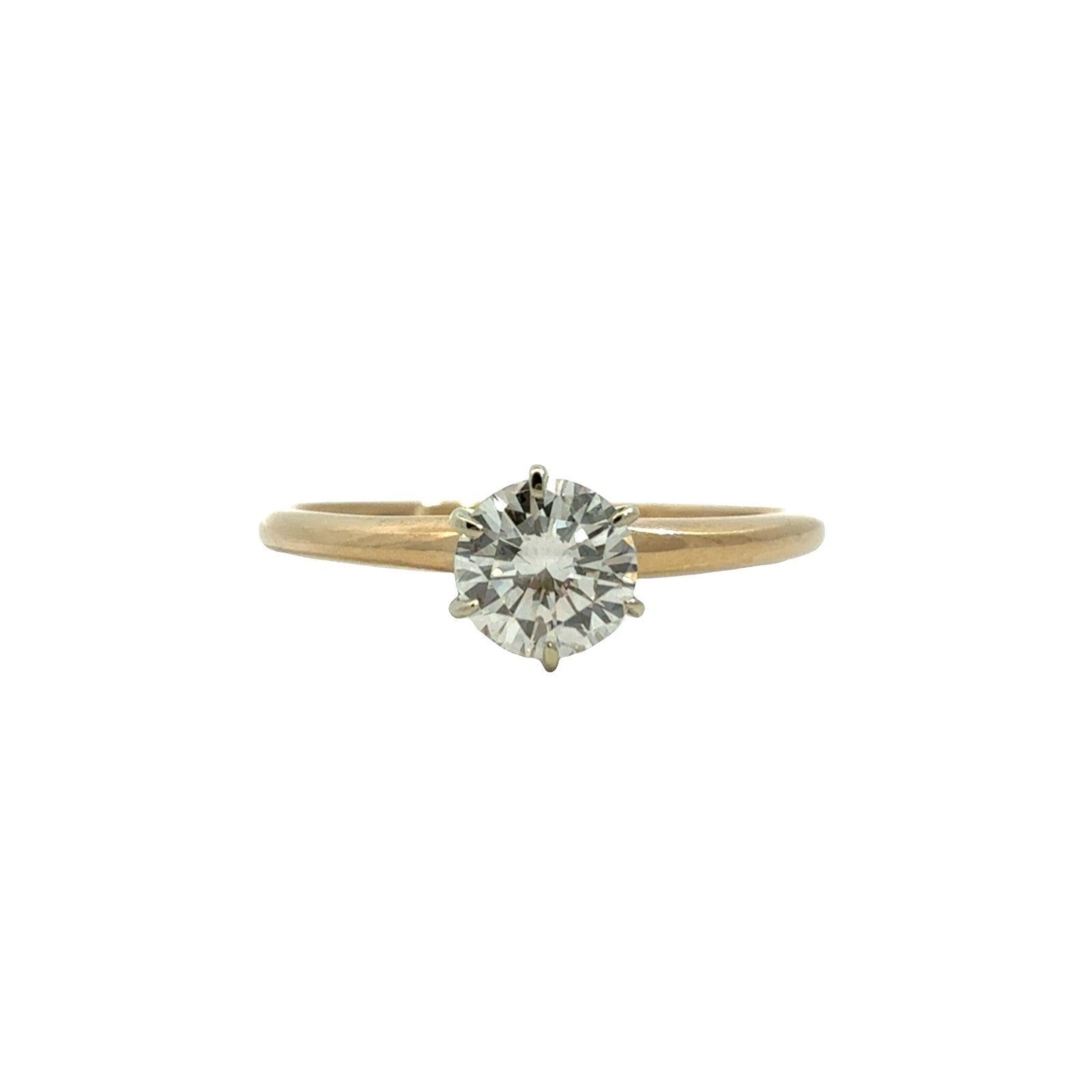 14k Yellow Gold 6 Prong Round 0.54tcw Diamond Engagement Ring Size 8.50