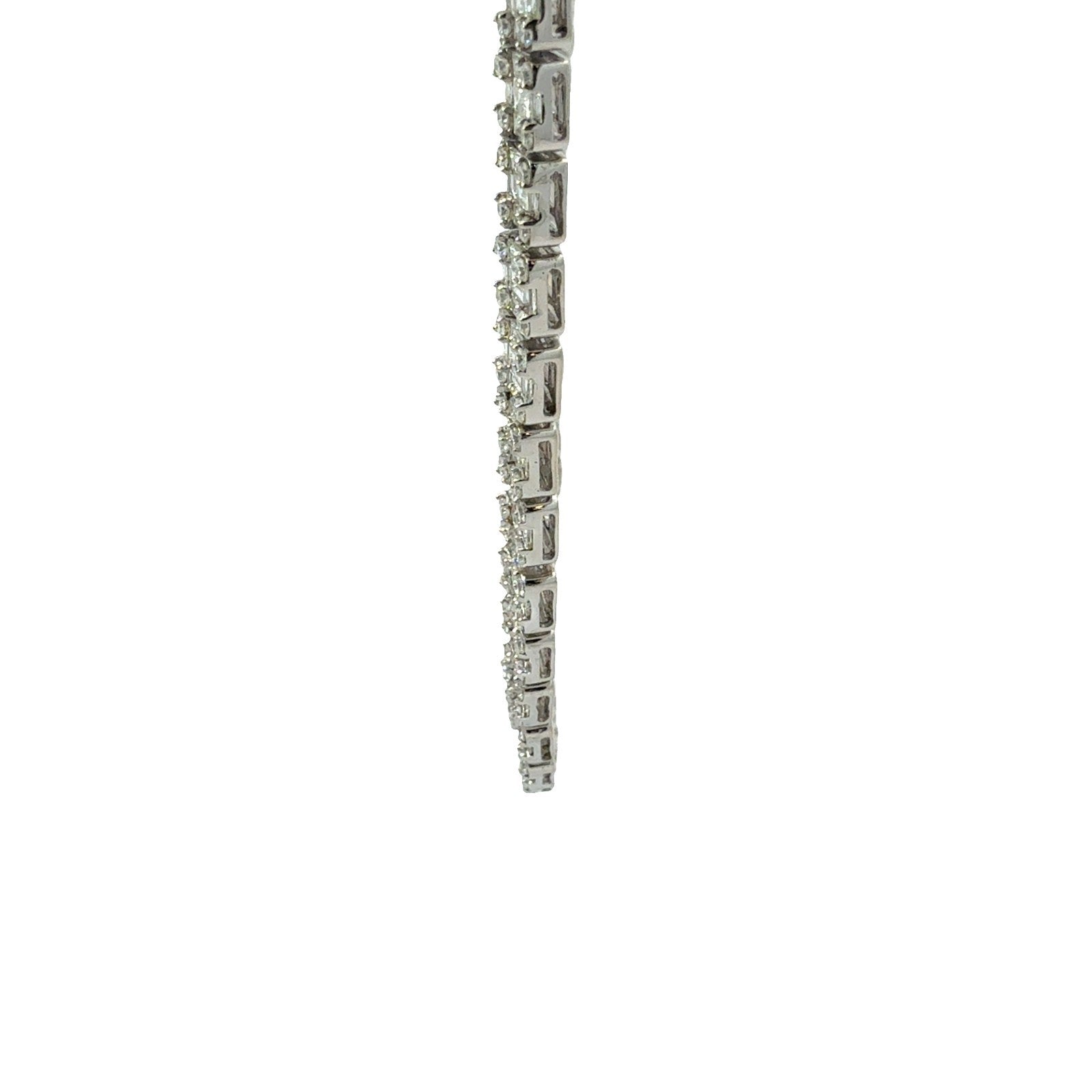 14k White Gold 24.96ctw Baguette & Round Diamond Tennis Necklace 22"4
