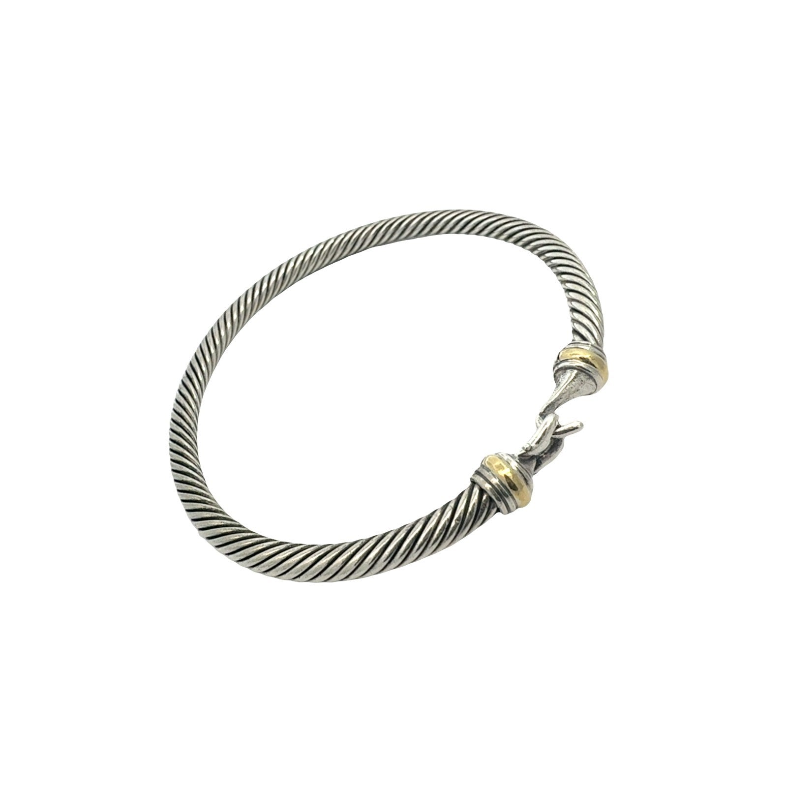 David Yurman Sterling Silver 18k Yellow Gold Buckle Classic Cable Bracelet 2