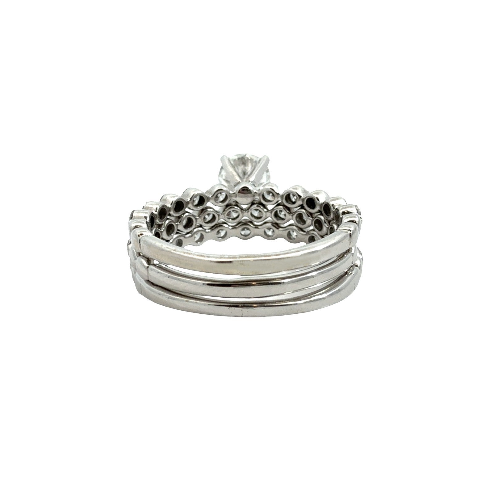 10k White Gold Round 2.35cttw(0.91tcw) Lab Created Diamond Bridal Set 3 Rings3