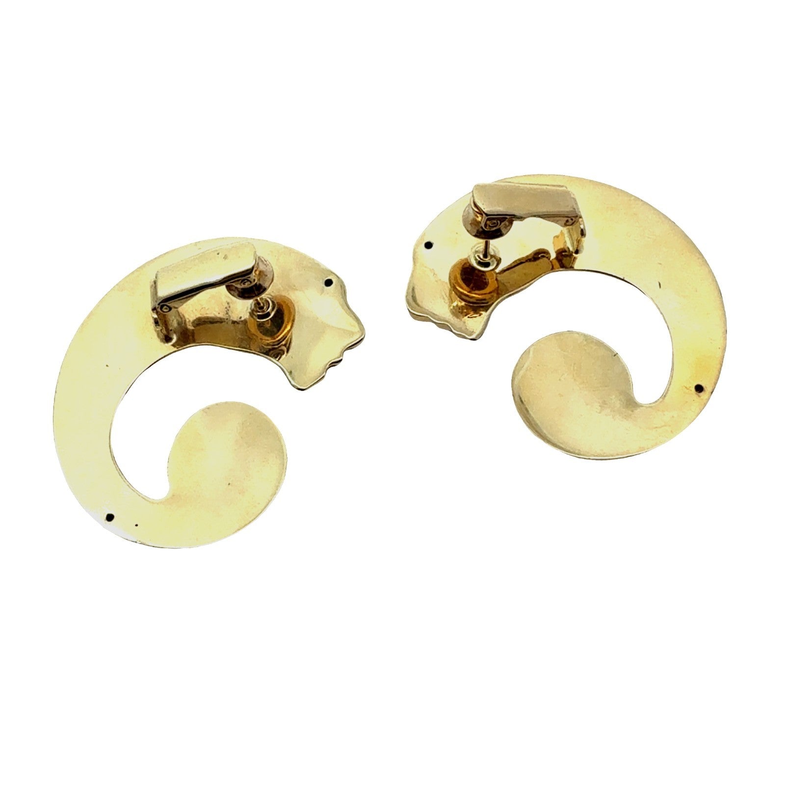 Vintage 14k Yellow Gold Bassani Panther Earrings2