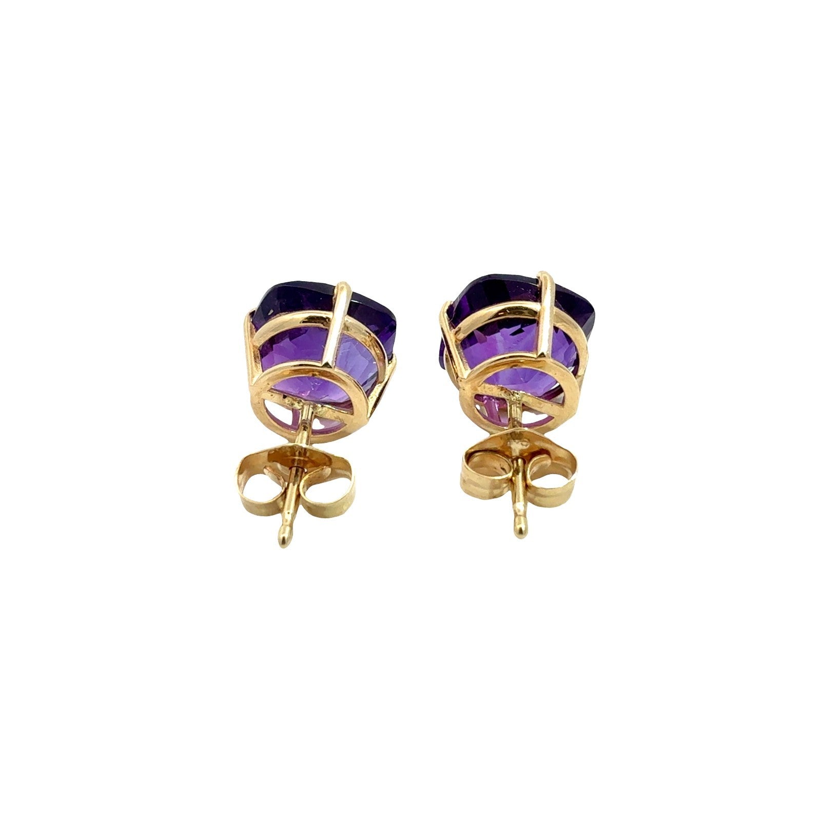14k Yellow Gold and Cushion-Cut 3.36cttw Amethyst Stud Earrings1