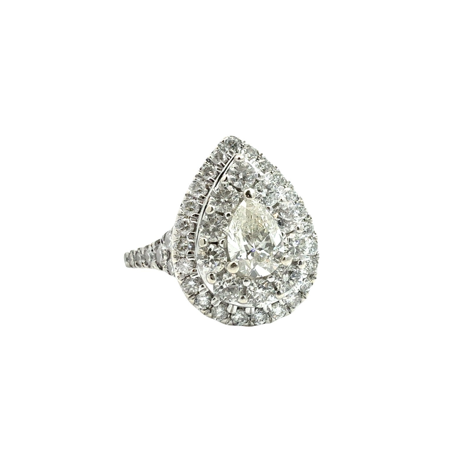 14k White Gold Pear Double Halo 1.93cttw Diamond Bridal Set2