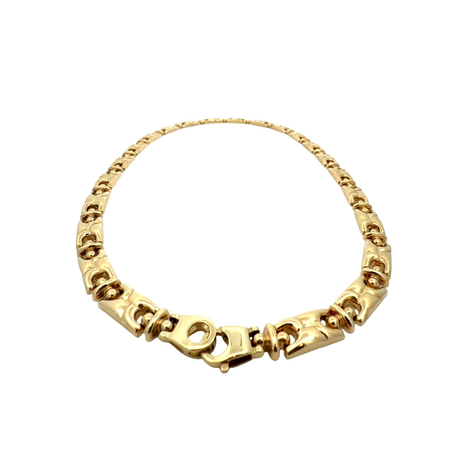 14k Yellow Gold Geometric Link Chain Necklace3