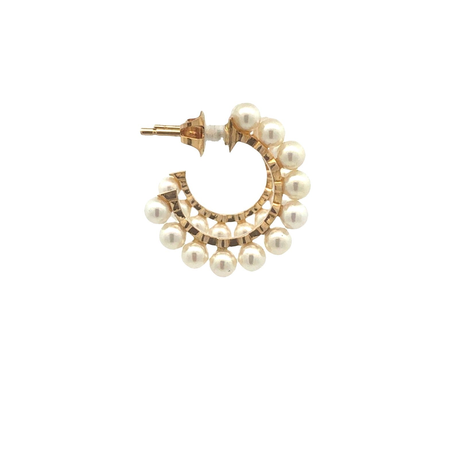 Mikimoto 18k Yellow Gold Pearl Bubble Hoop Earrings0