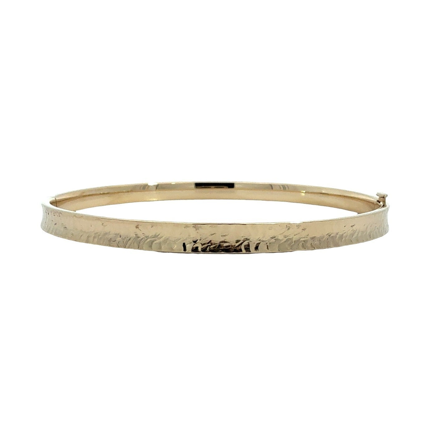 14k Yellow Gold Textured Hinged Bangle Bracelet 7.5"0
