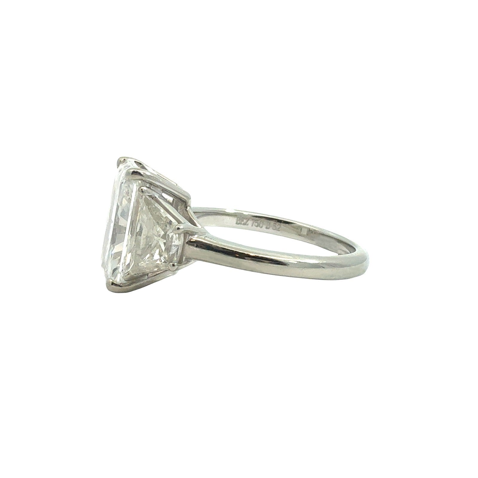 18k White Gold Flawless Radiant Cut 5.43cttw Diamond Three-Stone Engagement Ring2