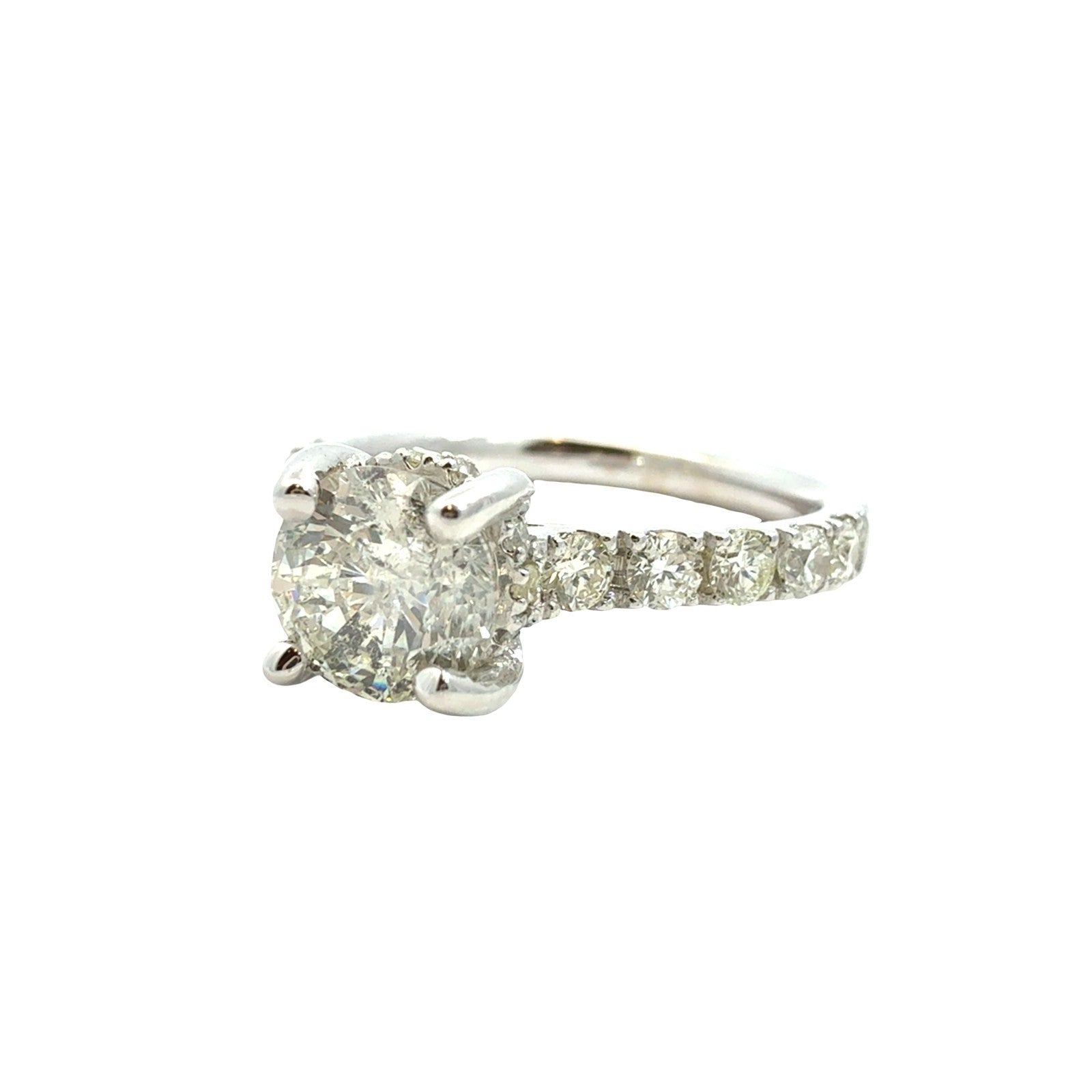 14k White Gold 1.61cttw(1.03tcw) Round Diamond Hidden Halo Engagement Ring 61