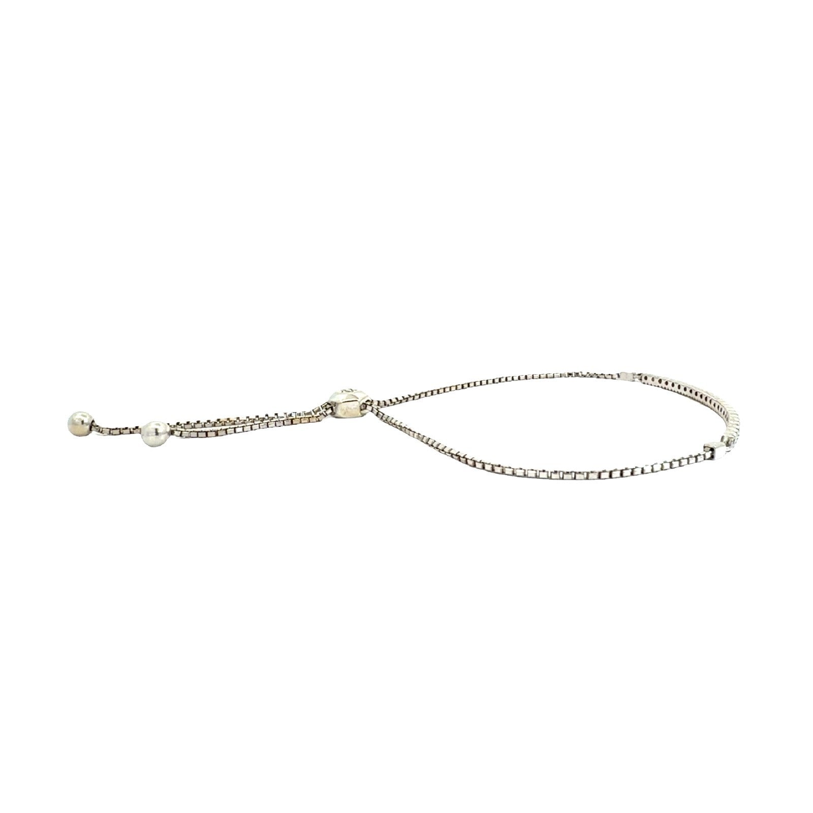 14k White Gold & 1.95cttw Diamond Adjustable Bolo Bracelet 9"2