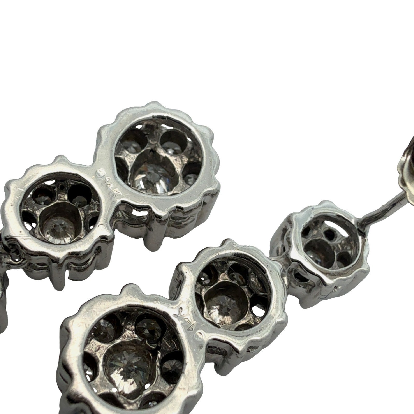 14k White Gold and 1.89ctw Diamond Tiered Floral Drop Earrings5