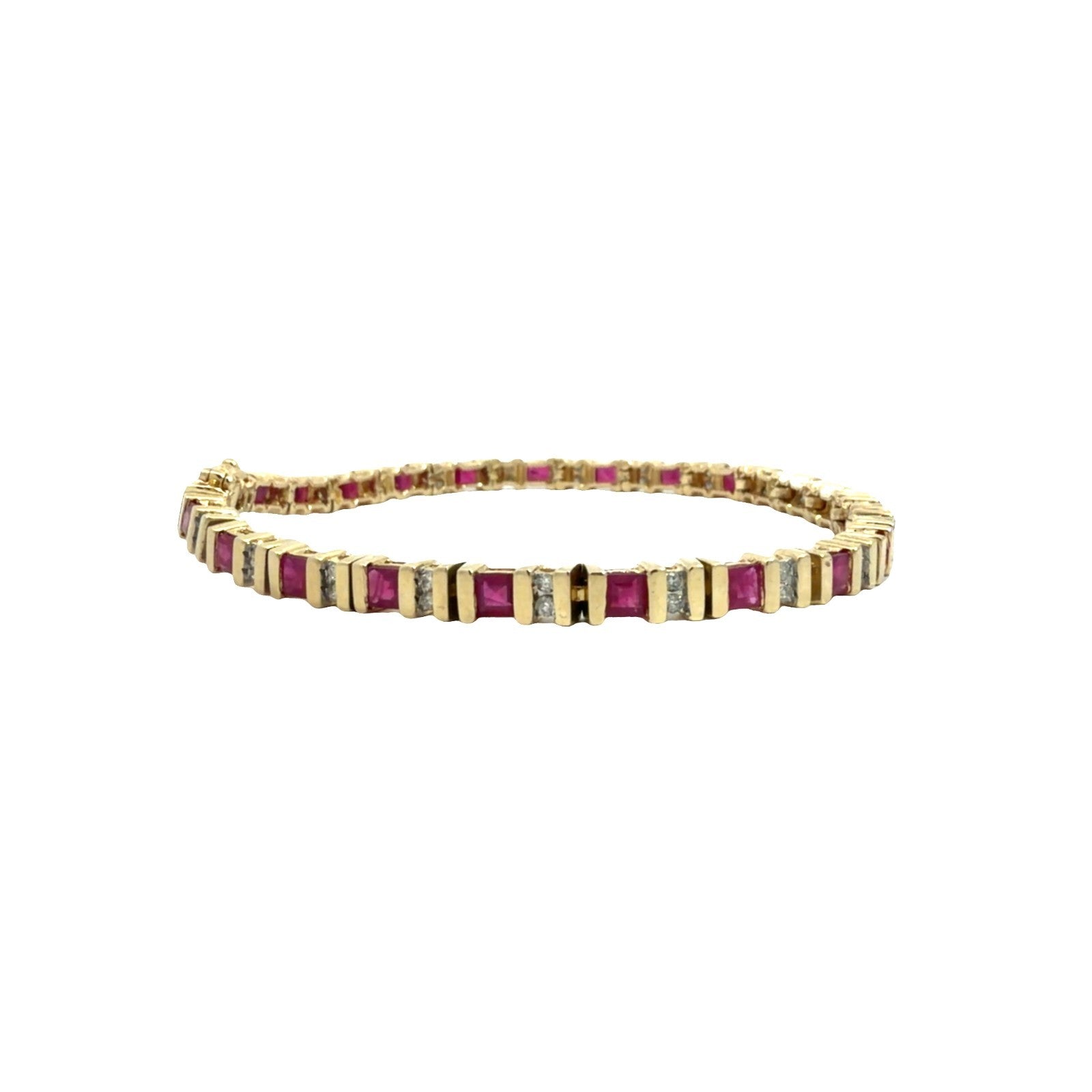 14k Yellow Gold 2.75ctw Ruby and 0.50ctw Diamond Tennis Bracelet2
