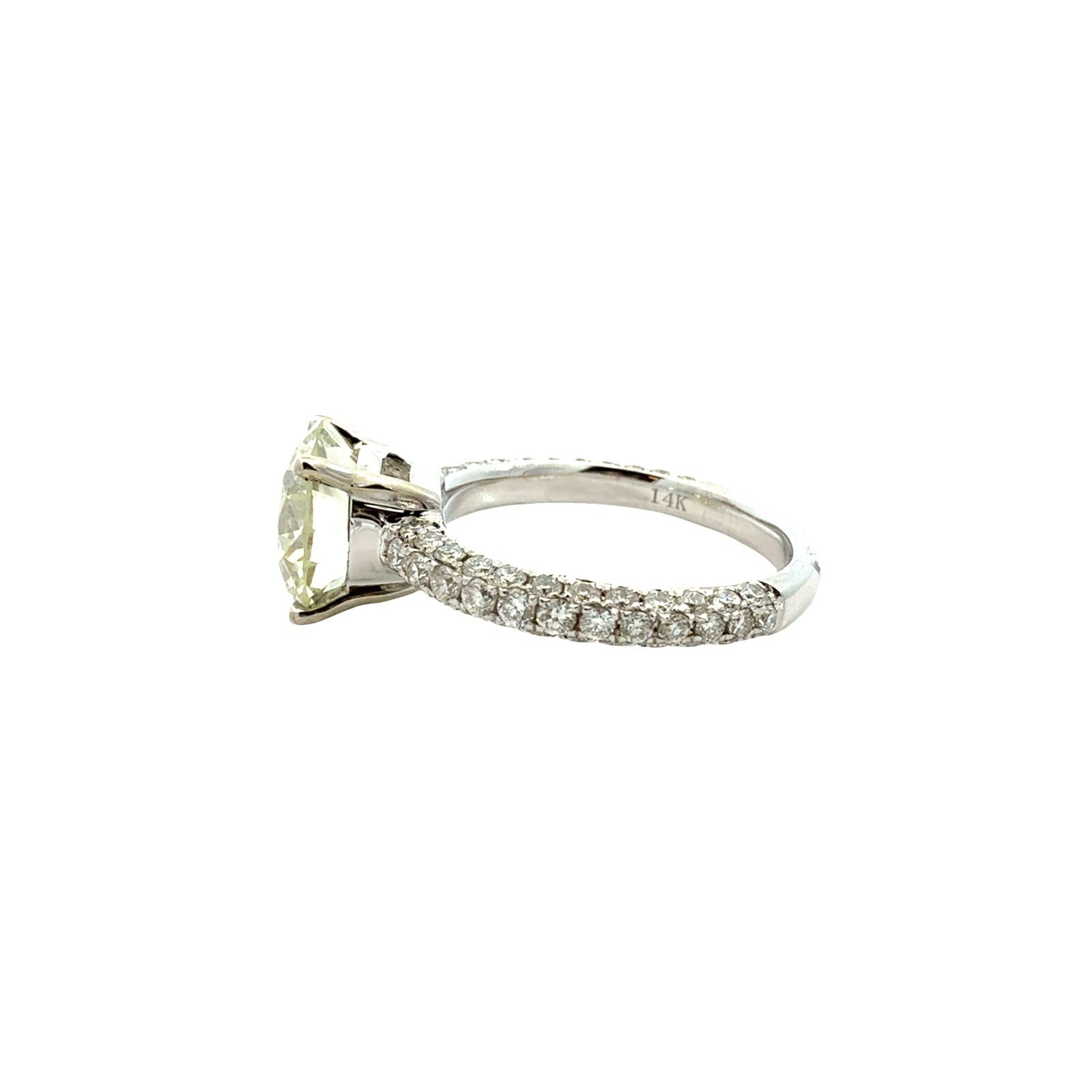 14k White Gold 6.61cttw Round Diamond and Pave Band Engagement Ring5