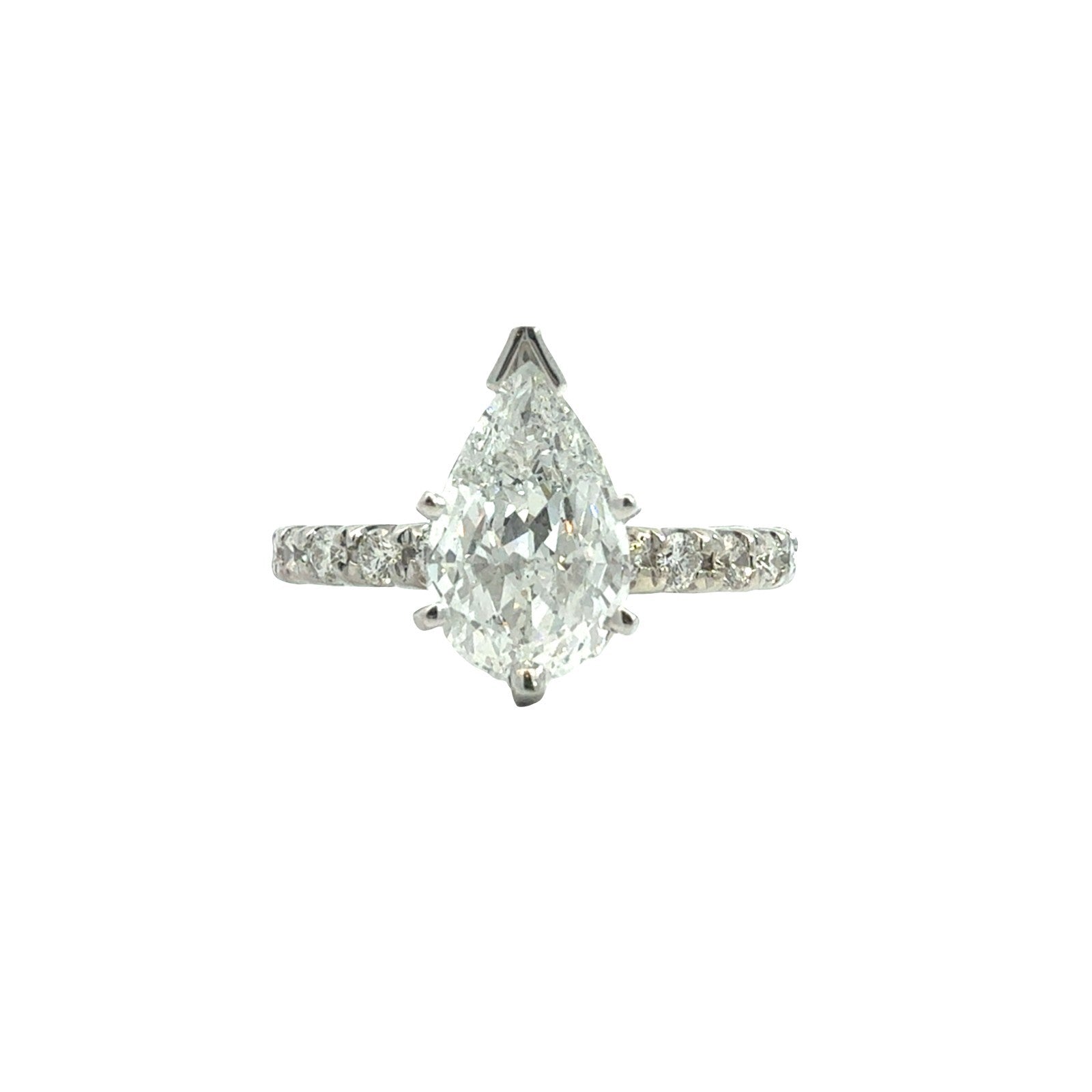14k White Gold Pear Cut 1.71cttw (1.30tcw) Diamond Pave Band Engagement Ring5