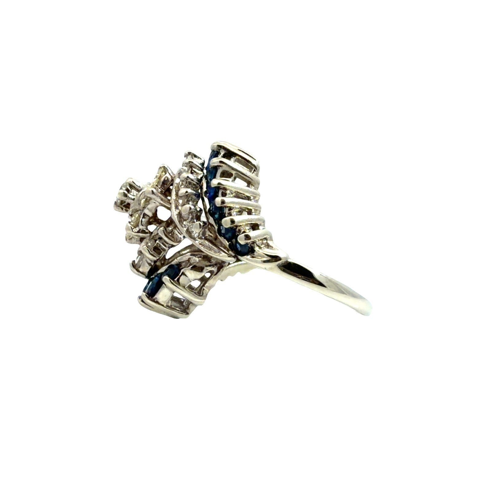 14k White Gold 0.82ctw Diamond and 1.08ctw Sapphire Ballerina Cocktail Ring3
