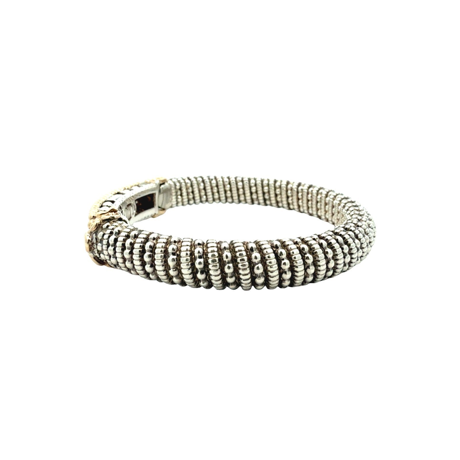 Vahan Sterling Silver and 14k Yellow Gold 0.26cttw Diamond Moire Bangle Bracelet4