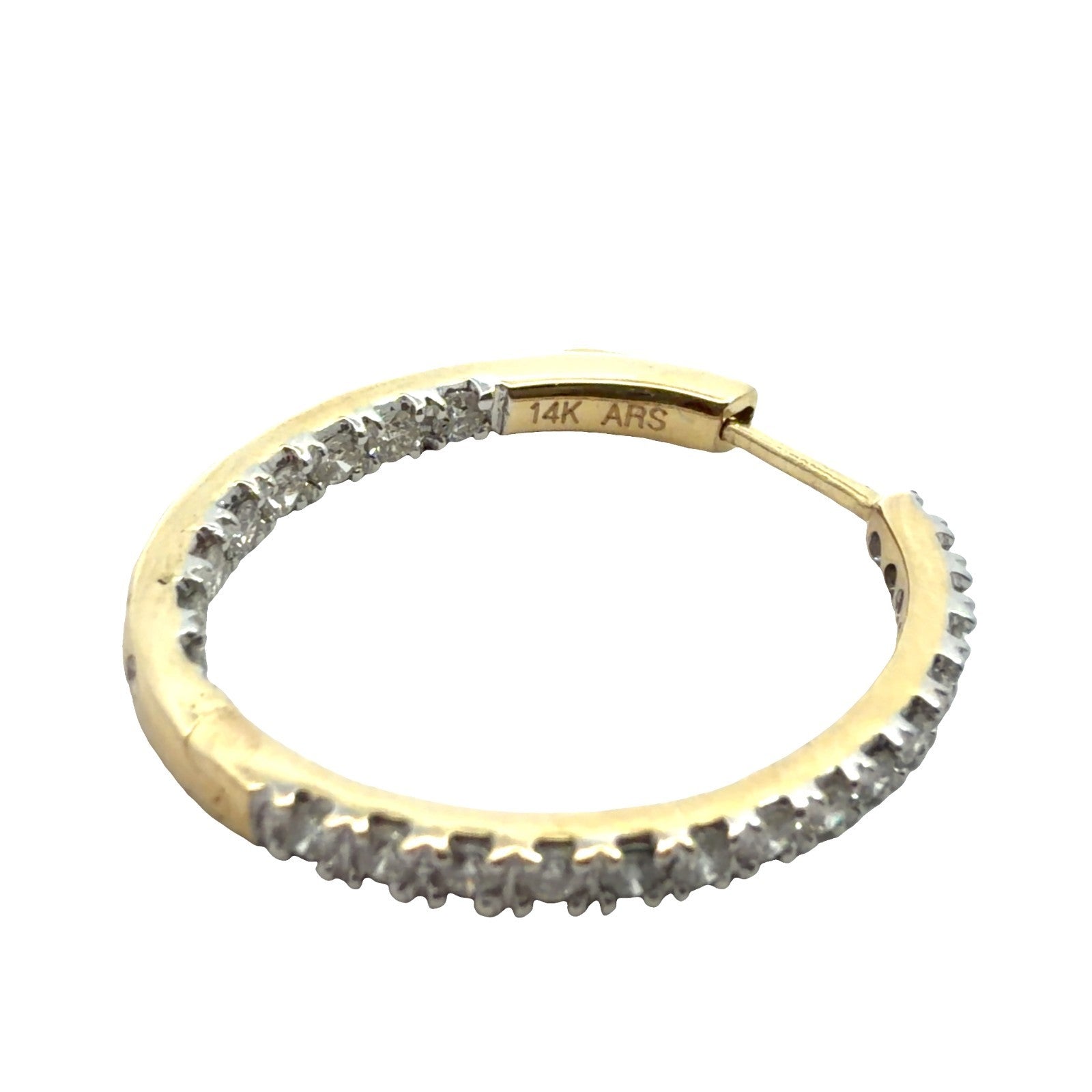 14k Yellow Gold Stamped and 0.92ctw Diamond Hoop Earrings4