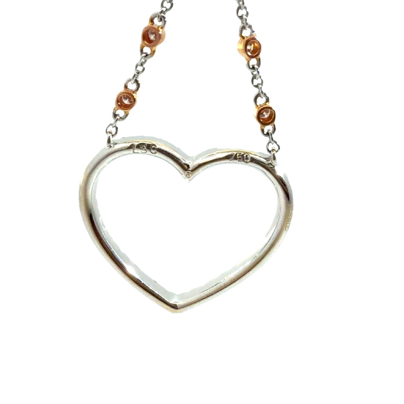 18k Multi-Tone Gold & 0.48cttw Diamond Heart Pendant Necklace 20"2