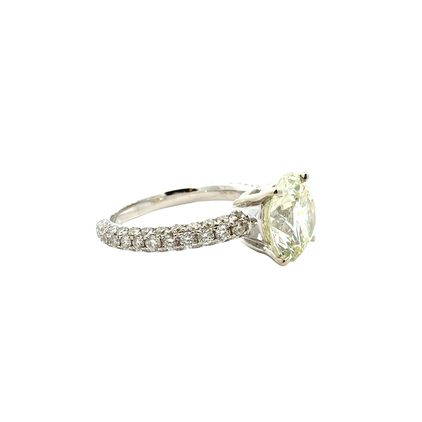 14k White Gold 6.61cttw Round Diamond and Pave Band Engagement Ring2