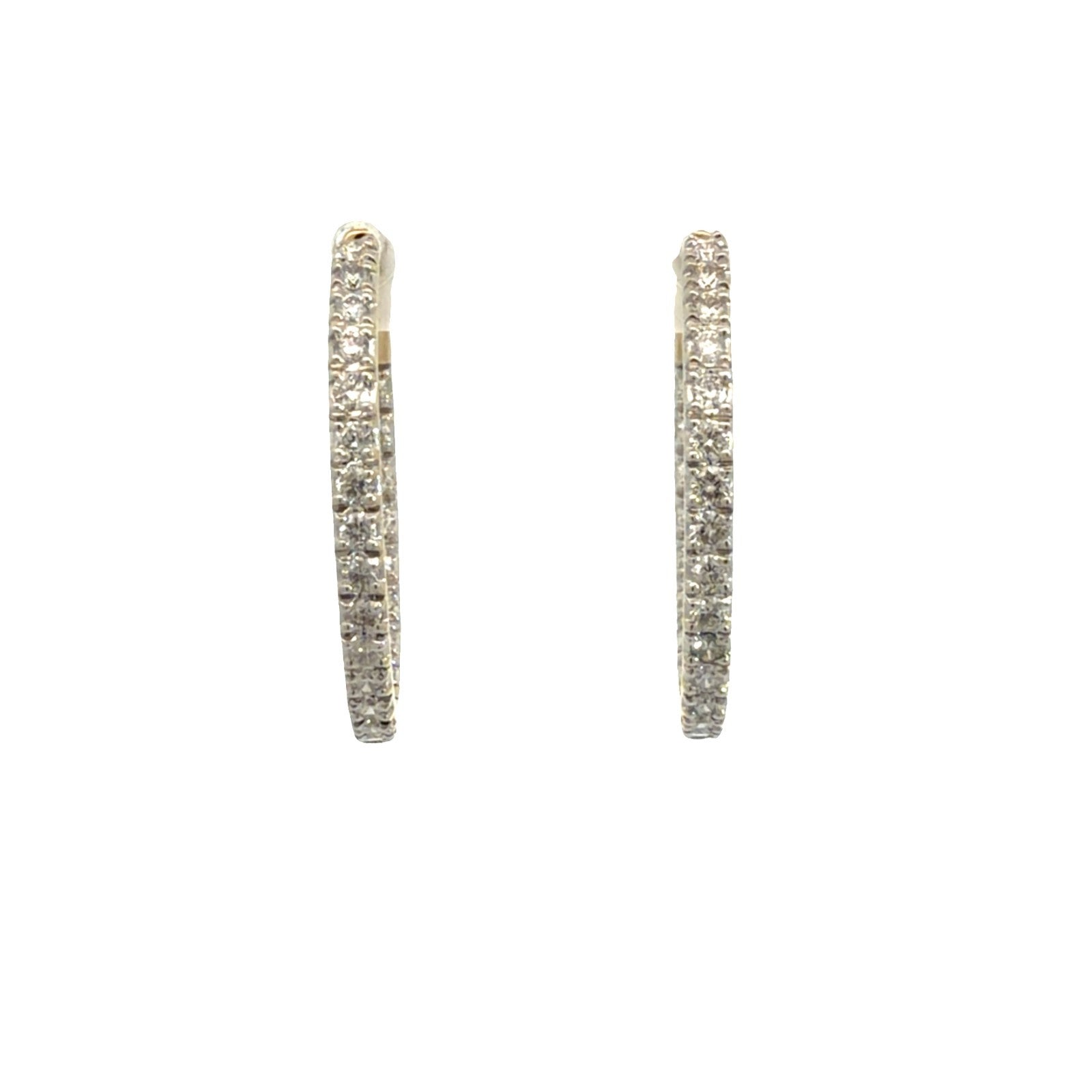 14k Yellow Gold Stamped and 0.92ctw Diamond Hoop Earrings0