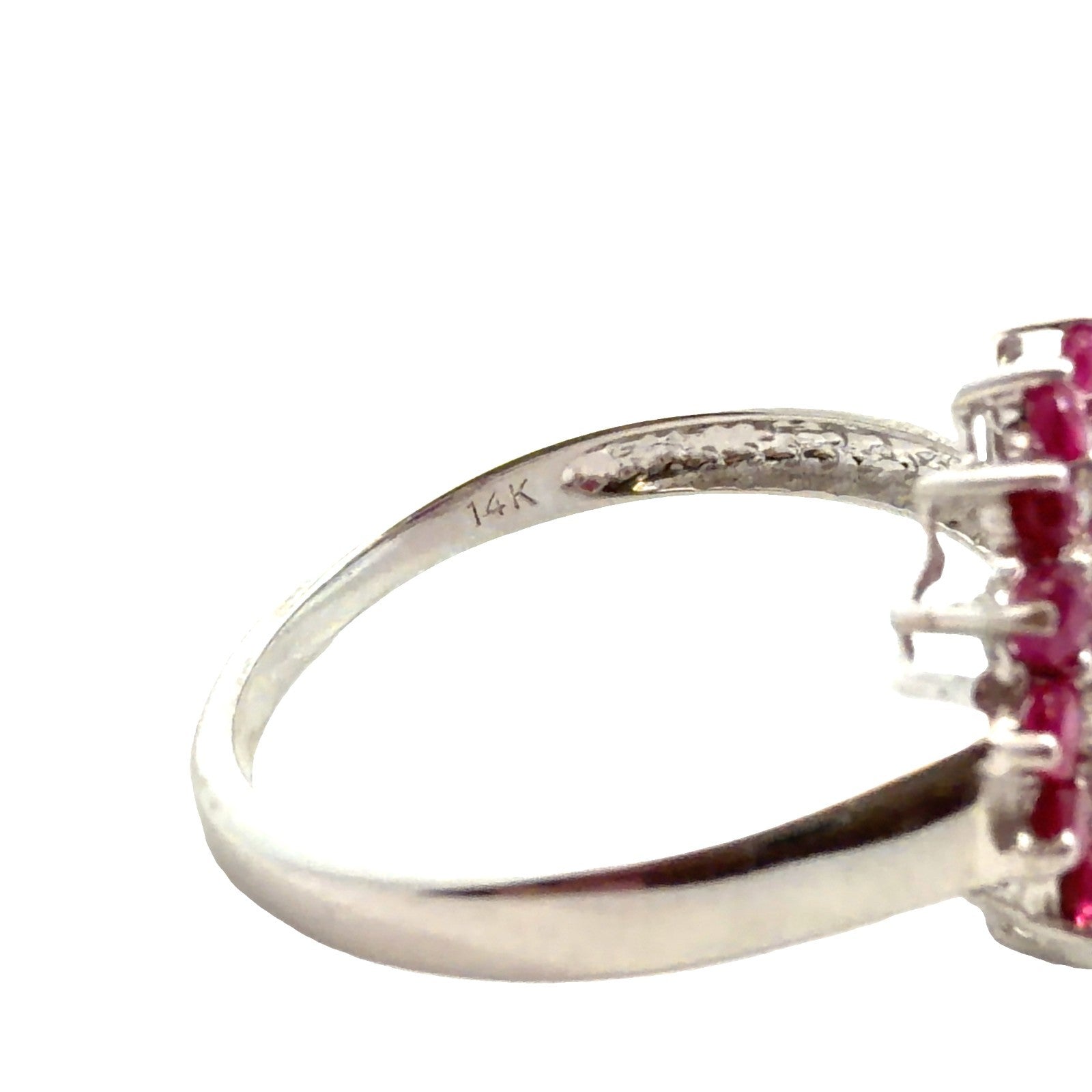Estate 14k White Gold 0.20cttw Diamond & 1.21cttw Ruby Cluster Cocktail Ring5