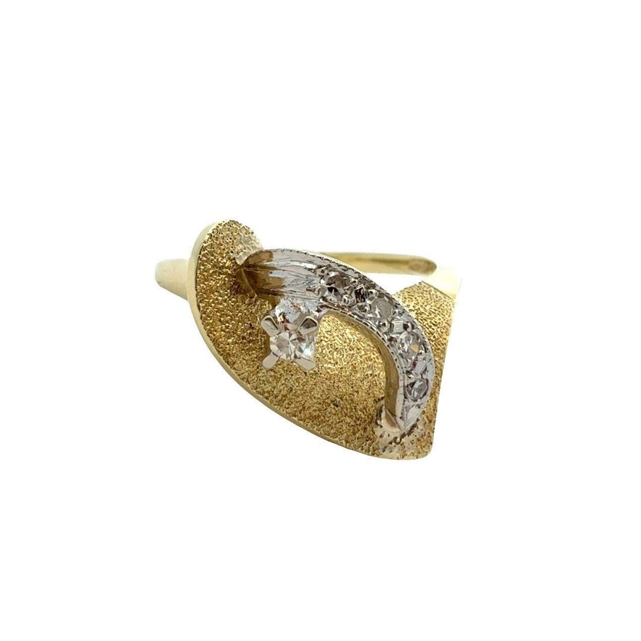 Stamped 14k Yellow Gold and Diamond Bypass Ring Size 6.250