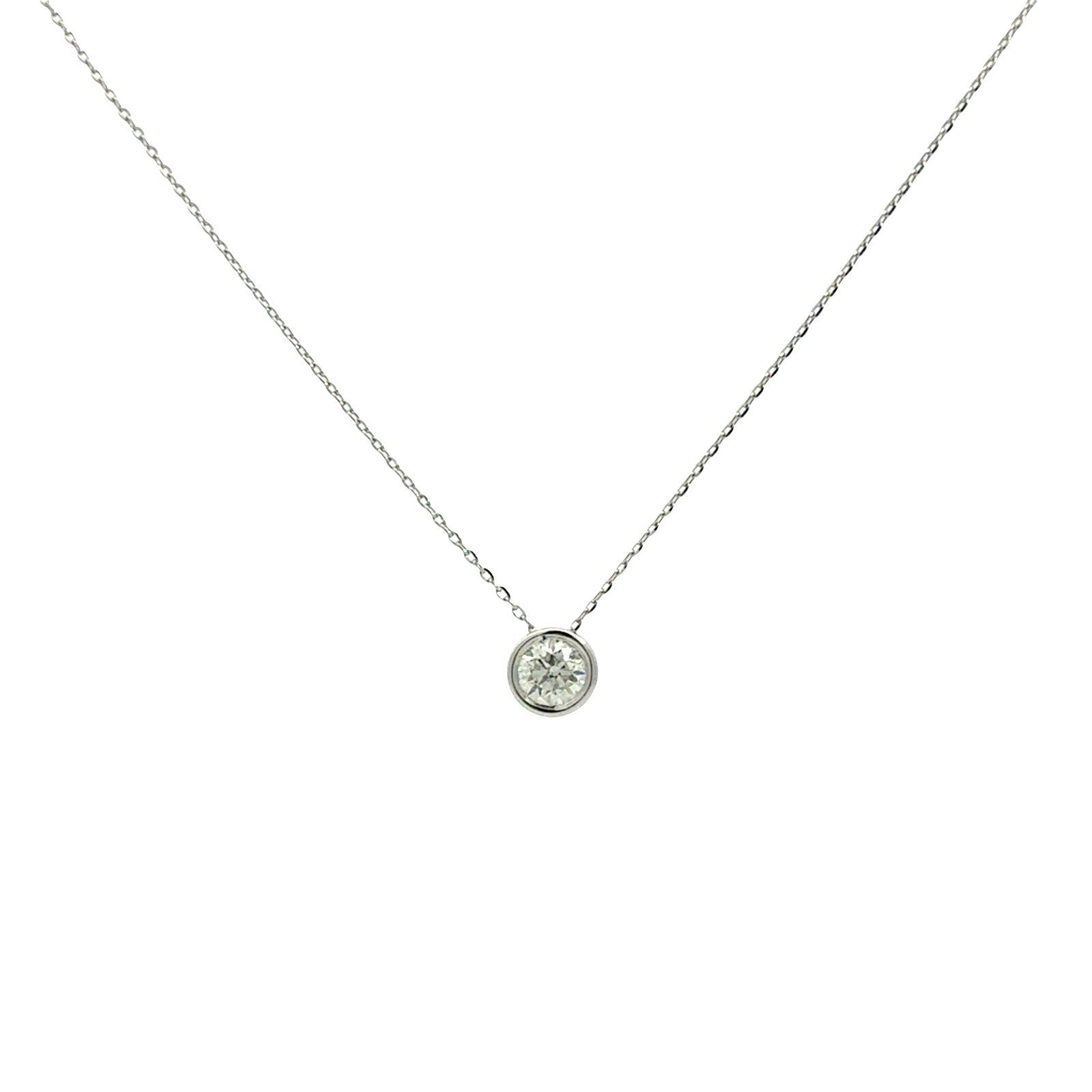 14k White Gold and 0.46cttw Diamond Bezel Set Solitaire Pendant Necklace1