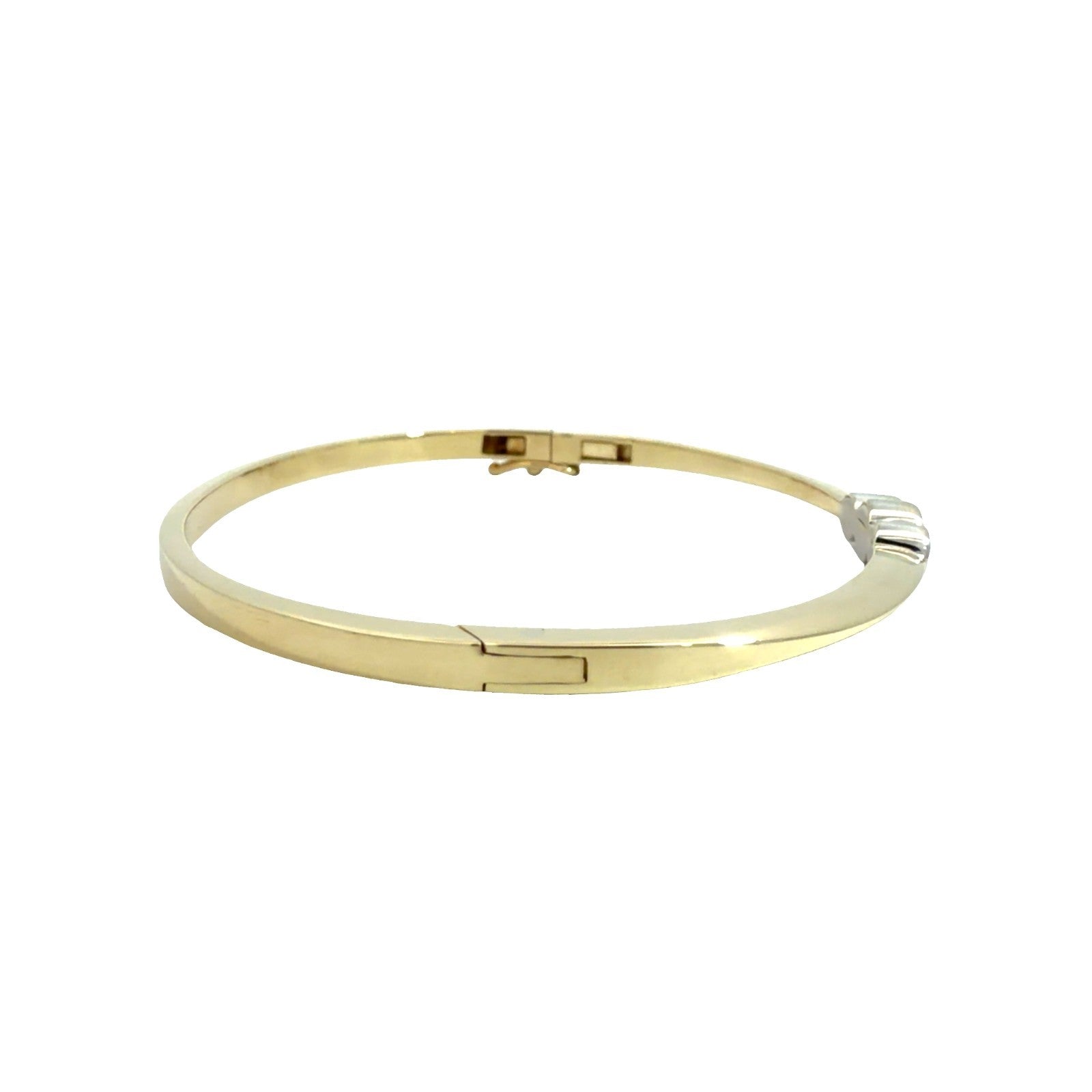 14k Multi-Tone Gold 0.40cttw Three Diamond Hinged Bangle Bracelet1