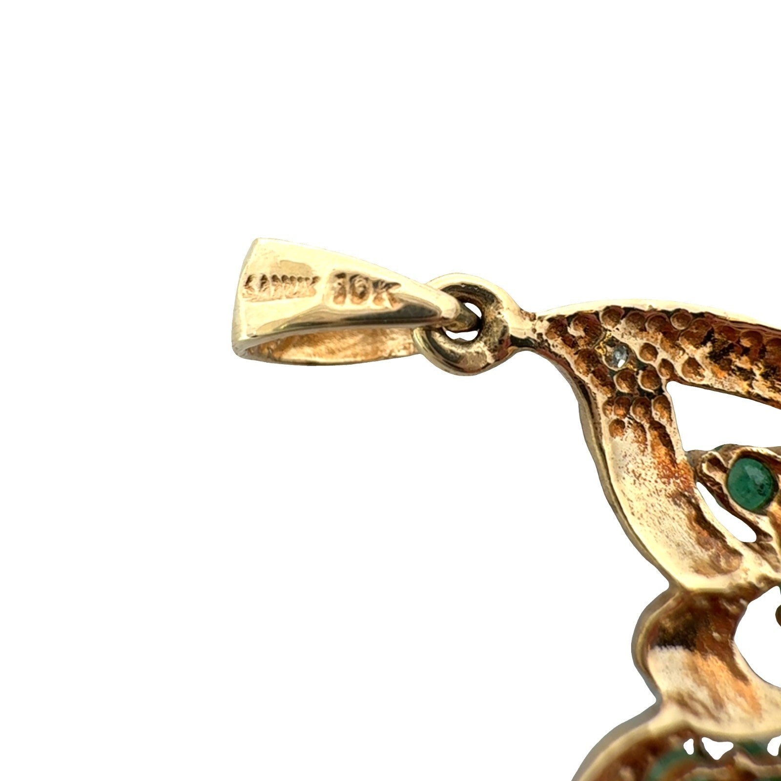 10k Yellow Gold 0.33ctw Emerald and 0.01ctw Diamond Butterfly Pendant5