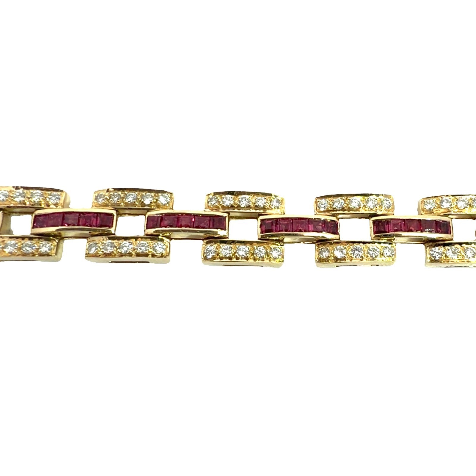 Vintage 14k Yellow Gold 1.40ctw and 2.11ctw Ruby Link Bracelet 7 in1