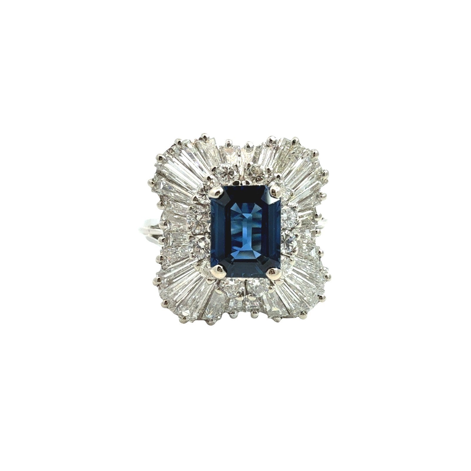 Vintage 14k White Gold 1.18tcw Sapphire and 1.43cttw Diamond Ballerina Ring0