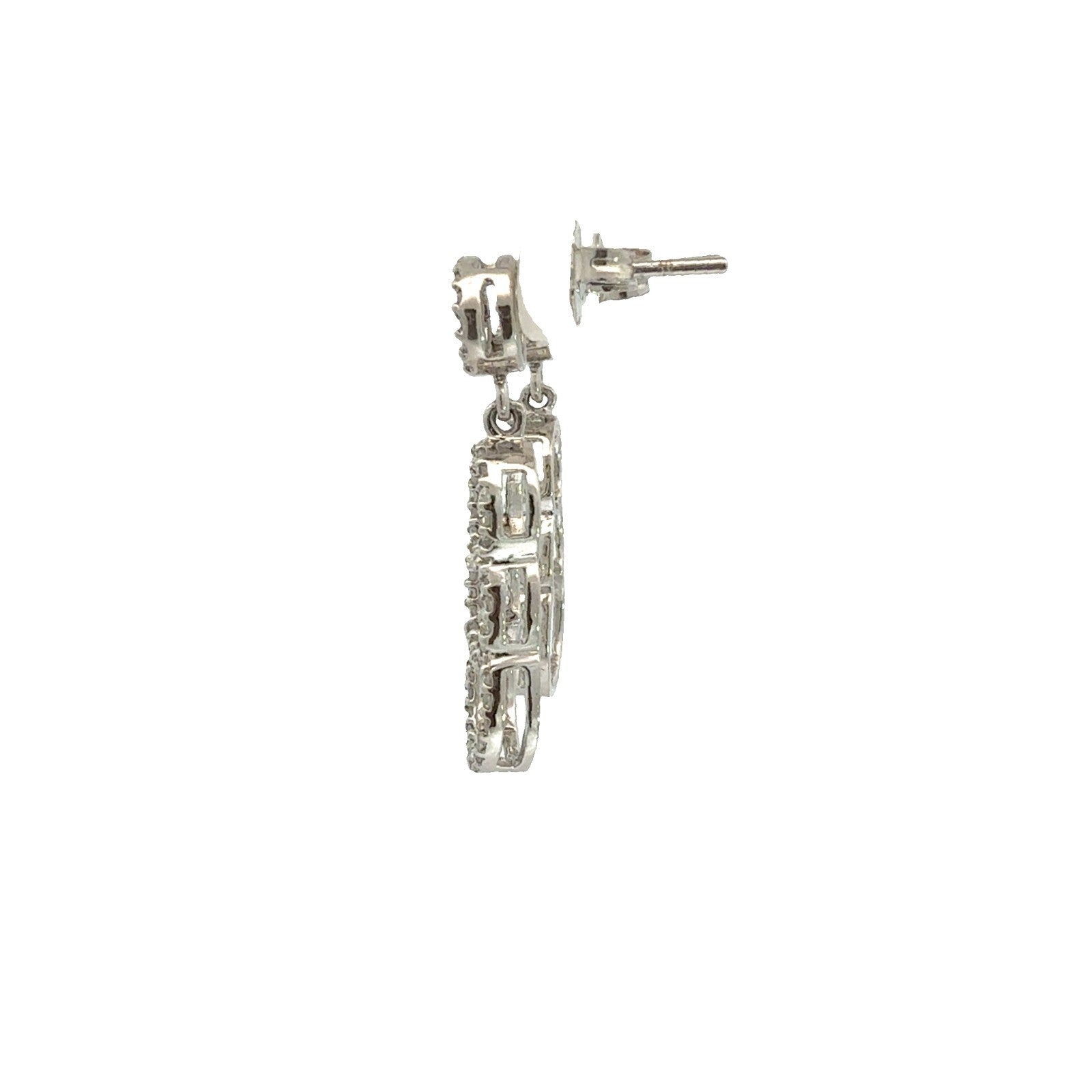 10k White Gold 0.46ctw Diamond Four Circle Dangle Earrings3