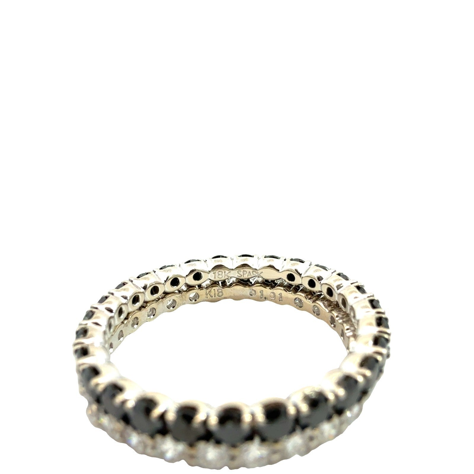 18k White Gold Black and White 2.02cttw Diamond Eternity Band Set4