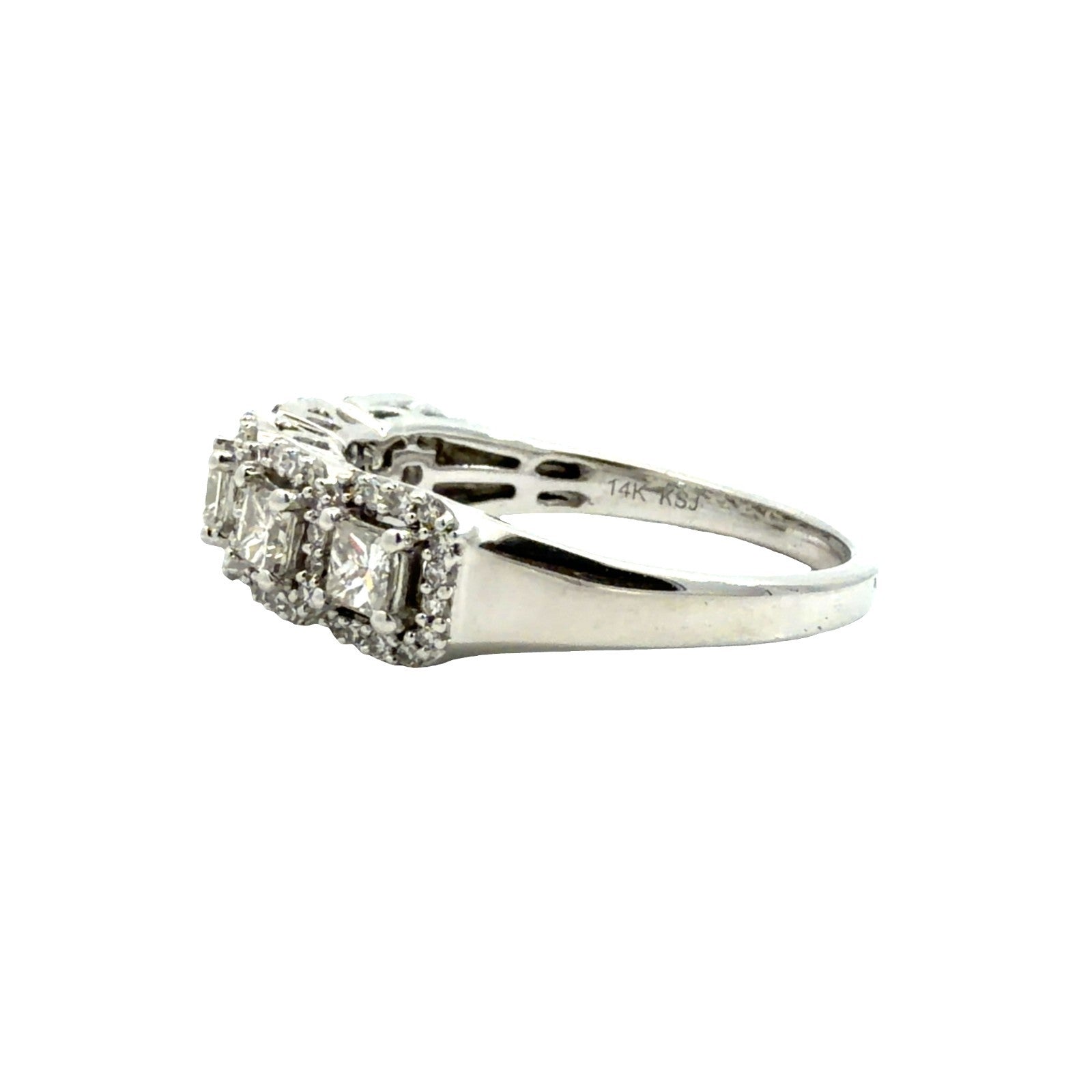 14k White Gold 0.86ctw Princess Cut Diamond MultiStone Ring Size 93