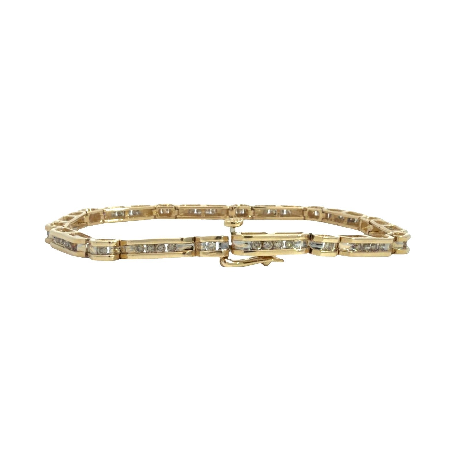 14K Yellow Gold 1.00cttw Channel Set Diamond Bar Link Tennis Bracelet3